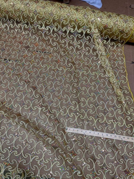 1 Yard Pyramid Lace Fabric by the Yard with Stretch and Sheen 55" Width