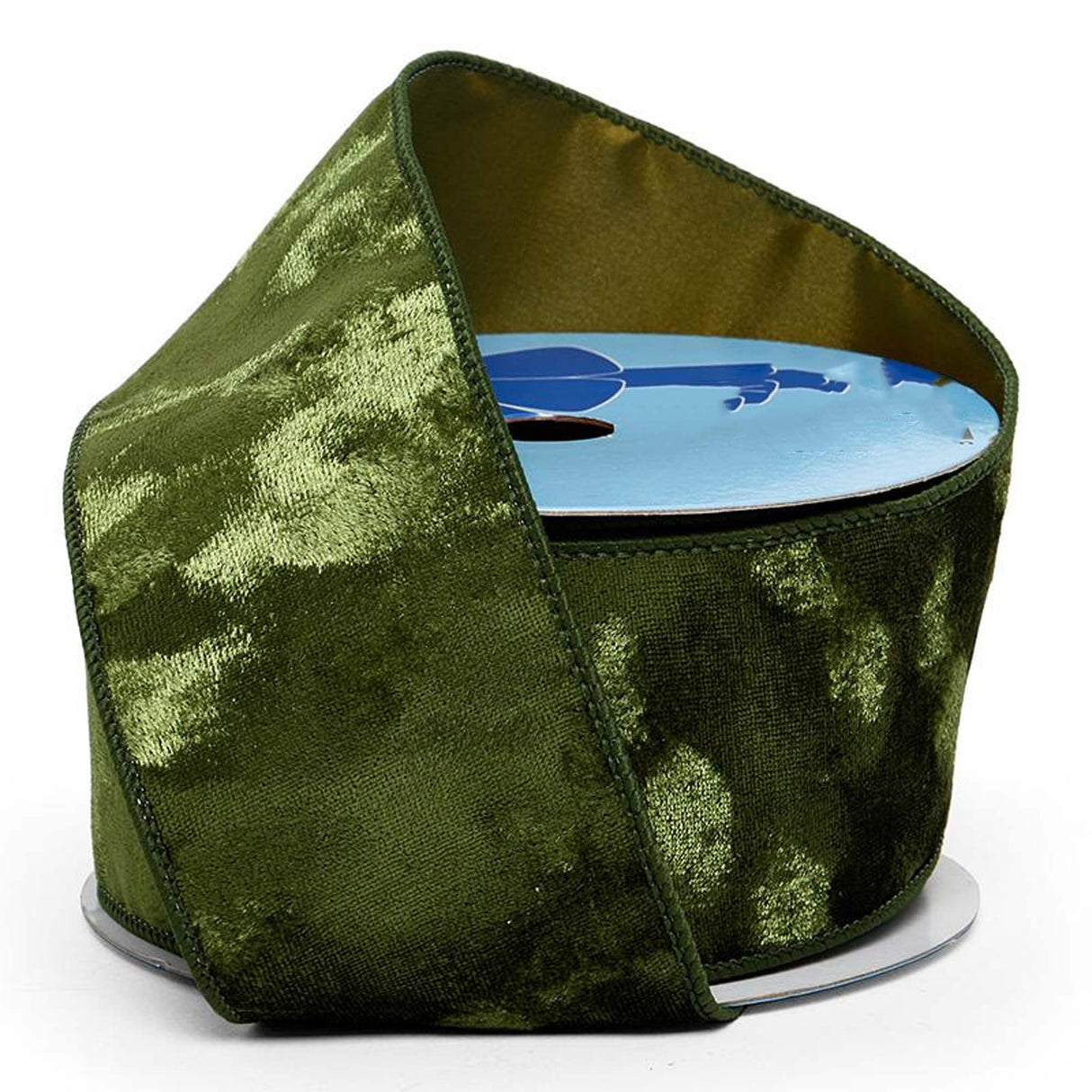 Brushed Velvet Wired Ribbon 2 1/2 '' X 10 yd Green Color 1 / roll