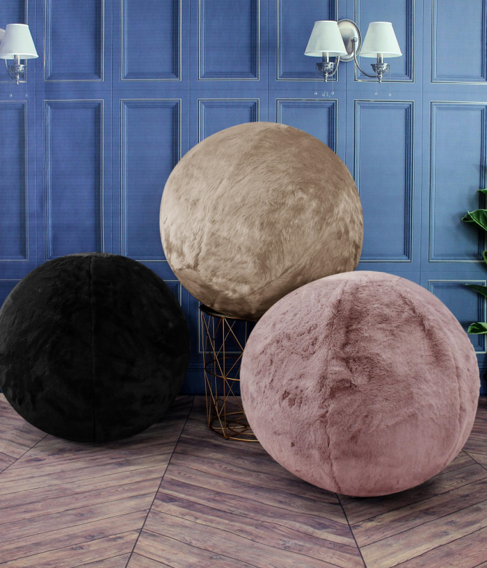 1 Count Luxury Faux Chinchilla Yoga Ball Exercise Chair with Washable Cover 75" width