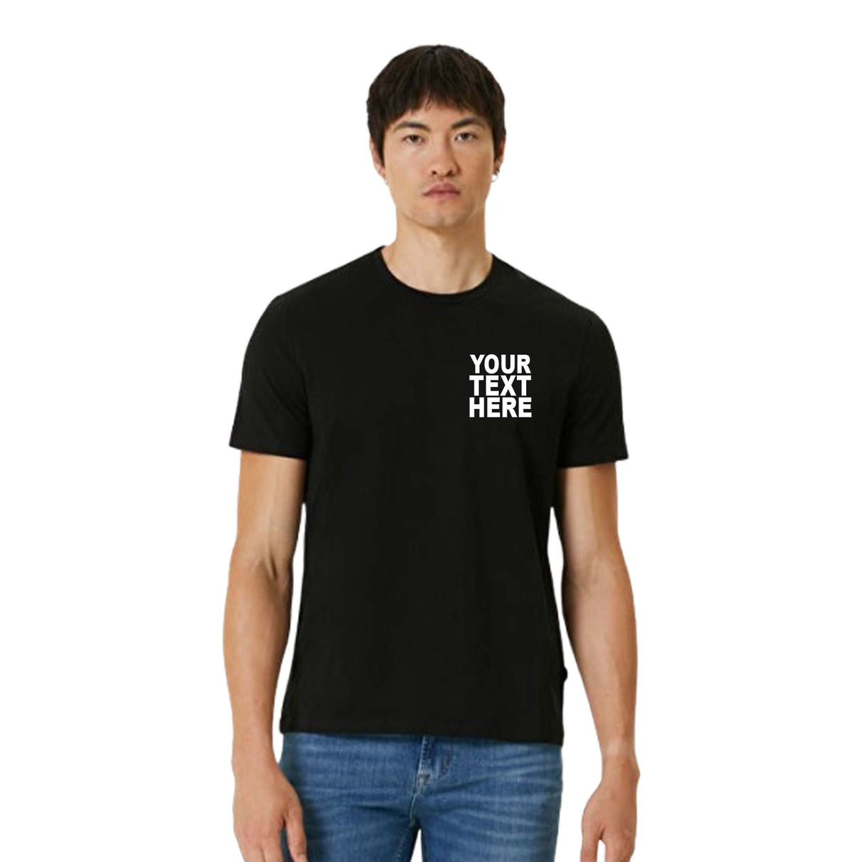 Pack: 12 Fast Personalized T-Shirts – Add Your Logo, Photo, or Text on Both Sides (Black)