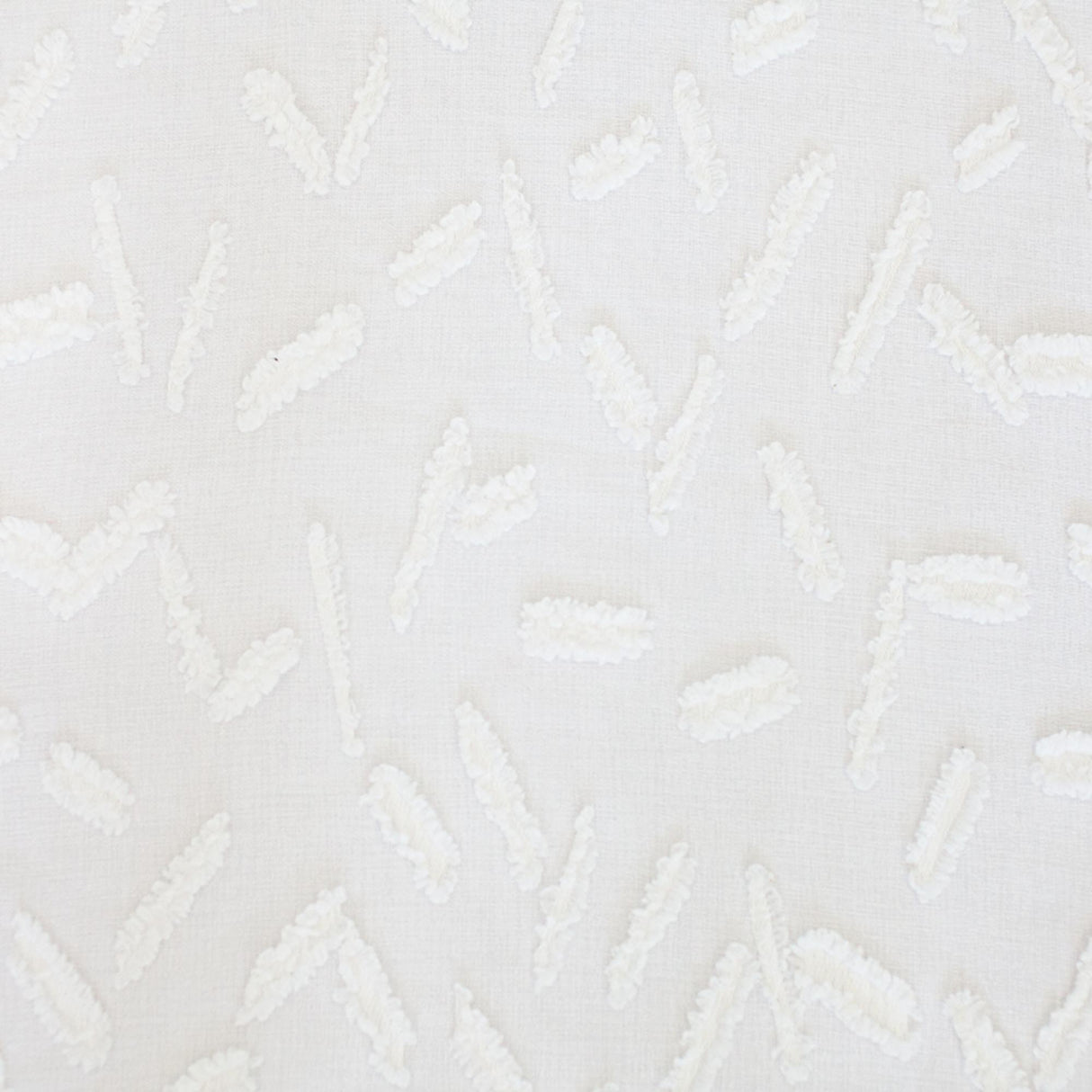 Quinn Sheer Polyester Fabric - Geometric Textured White, 110" Width (1 Yard)