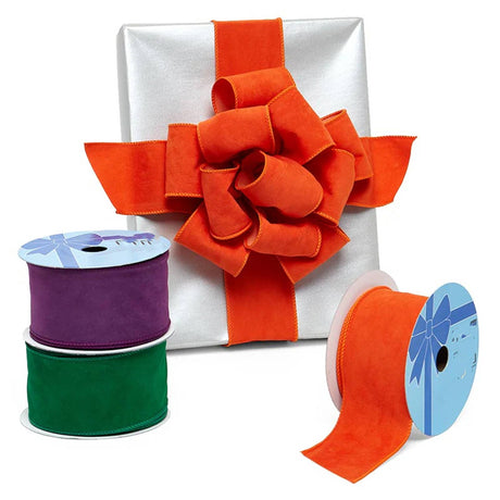Premium Fine Velour Wired Ribbon 2 1/2 '' X 10 yd Plum Color 1 / ROLL