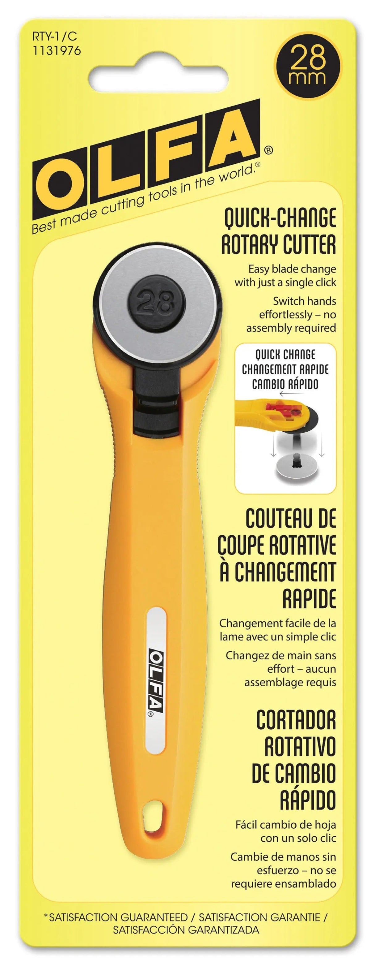 Rotary Cutter 28mm Quick Blade Change Yellow