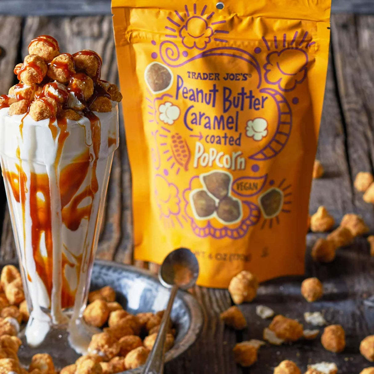 Trader Joe’s Peanut Butter Caramel Coated Popcorn 6 Oz