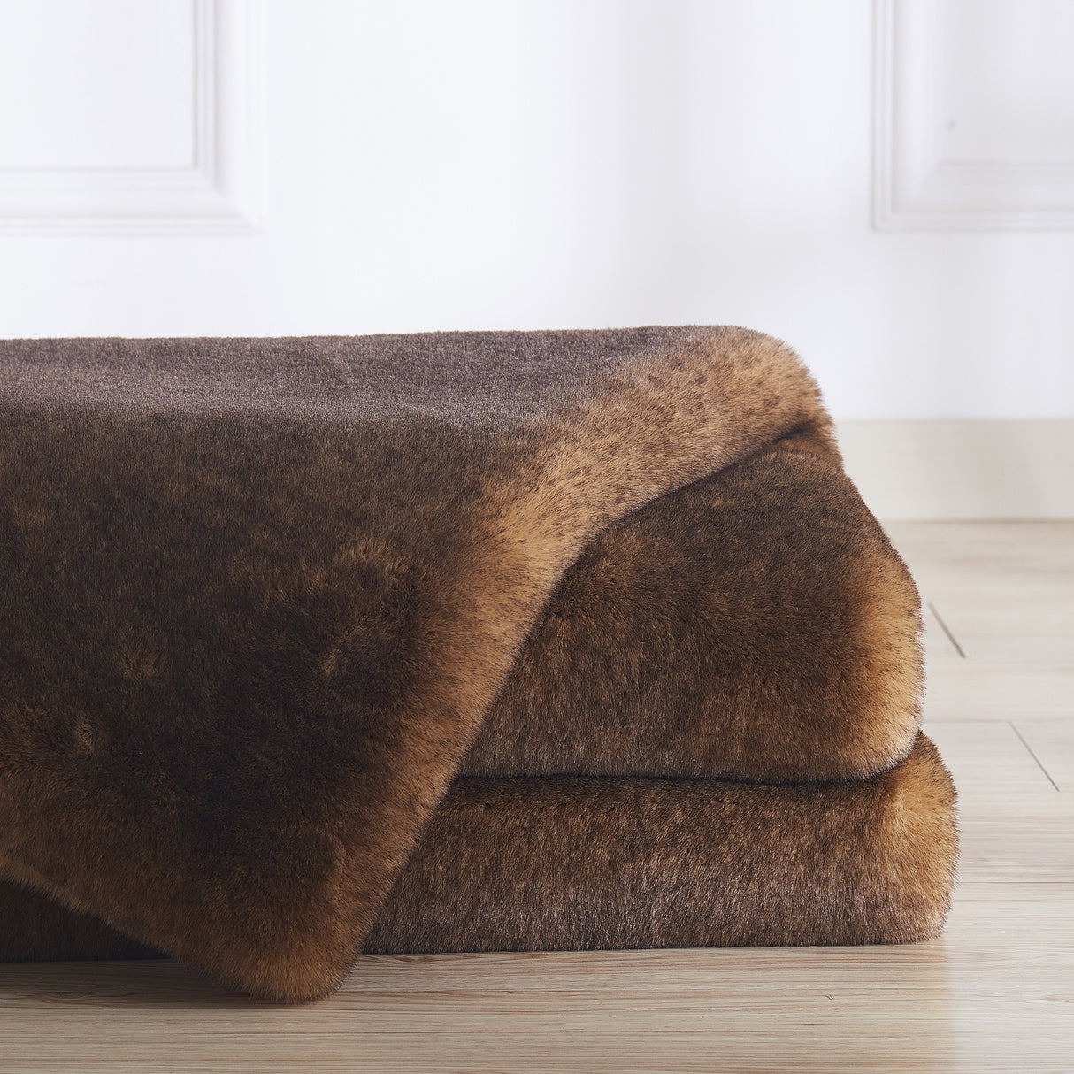 Soft Cozy Fuzzy Faux Fur Area Rug - Polyester Fabric - Black Tan, 7'6" X 10'3", 1" Pile Height (1 Piece)