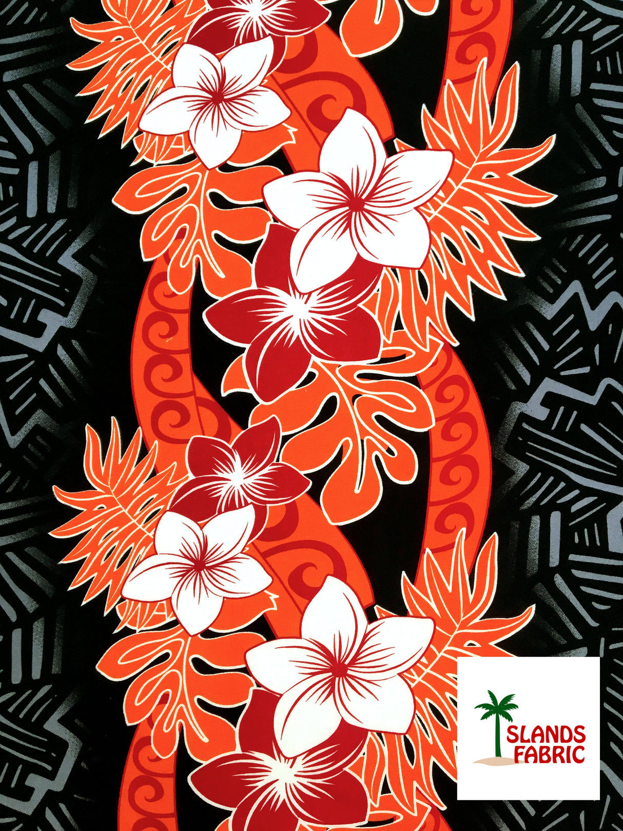 Triple Tropical Border Rayon Fabric - Tropical Border Print, 45" Width (1 Yard)