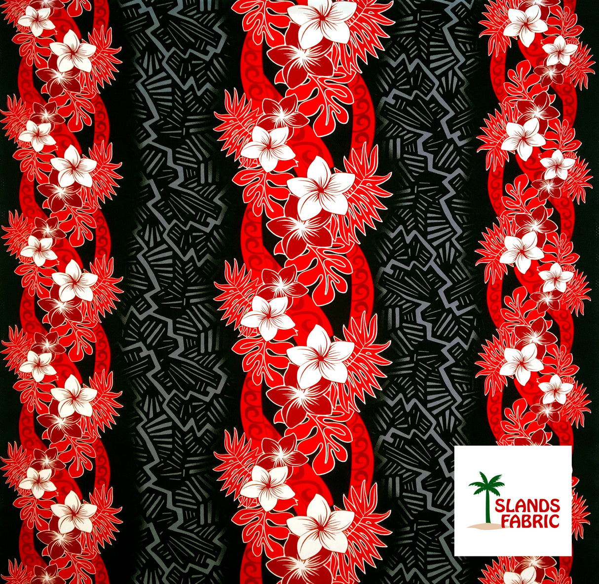 Triple Tropical Border Rayon Fabric - Tropical Border Print, 45" Width (1 Yard)