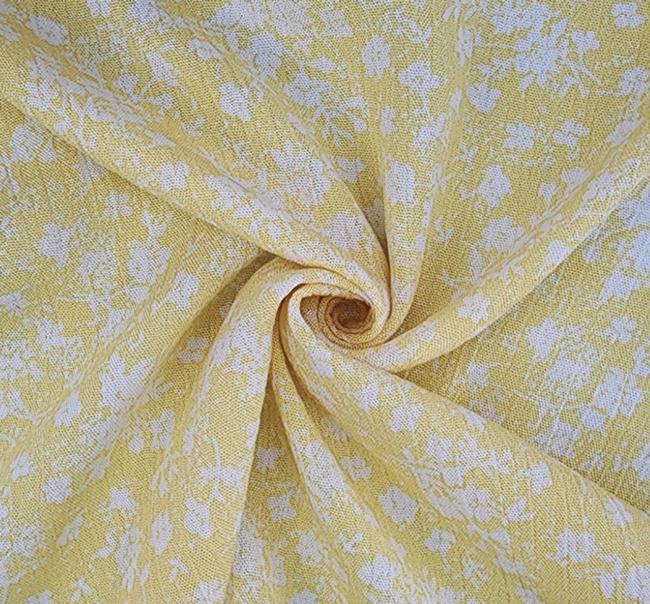 1 Yard Yellow Rayon Crinkle Apparel Fabric 100% Rayon Lightweight Crepon, 50/52" Wide Woven Dress Material