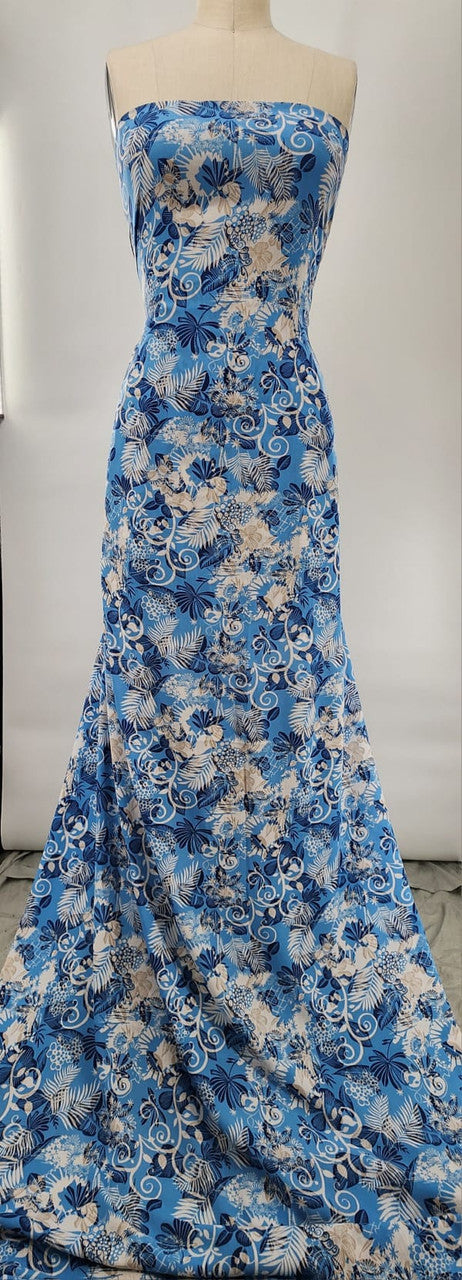 Rayon Crinkle 1D1822 Blue Rayon Fabric - Blue Textured, 50/52" Width