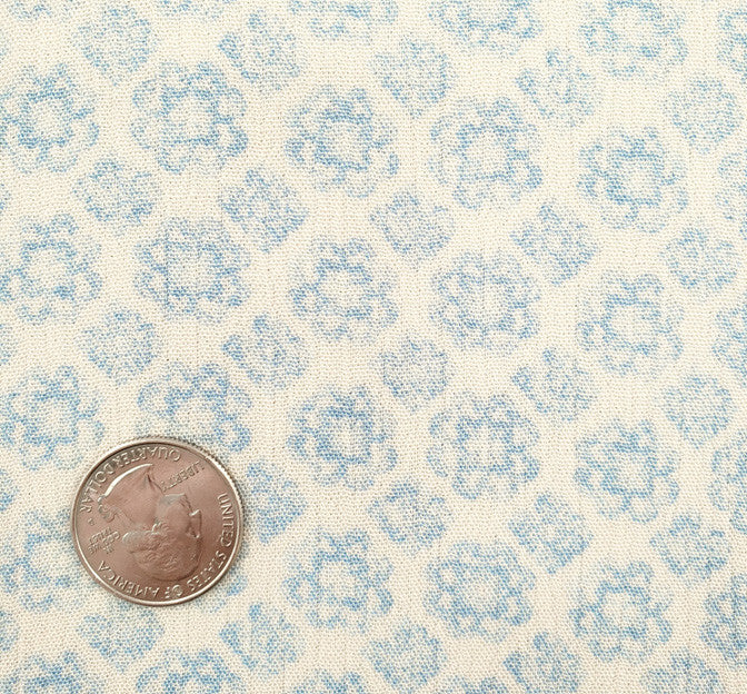 Rayon Crinkle 1D1229 100 Percent Rayon Fabric - Off White/Blue Print, 50/52" Width (1 Yard)