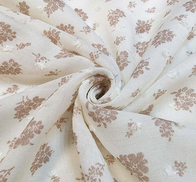 Rayon Clip Dot Jacquard Fabric - Ivory Clip Dot, 54/55" Width