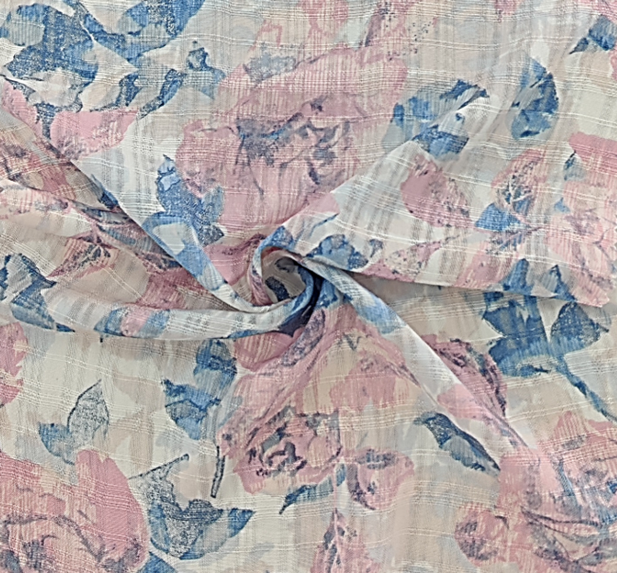 1 Yard Rayon Check Jacquard Fabric Blue for Apparel and Home Décor 54/55" Width