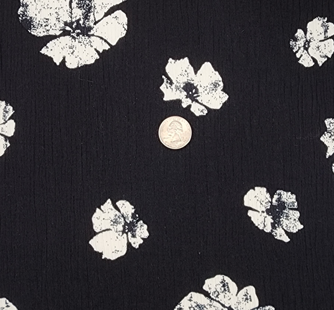 Rayon Crinkle 1D1112 Rayon Fabric - Black/Off White Crinkle, 50/52" Width