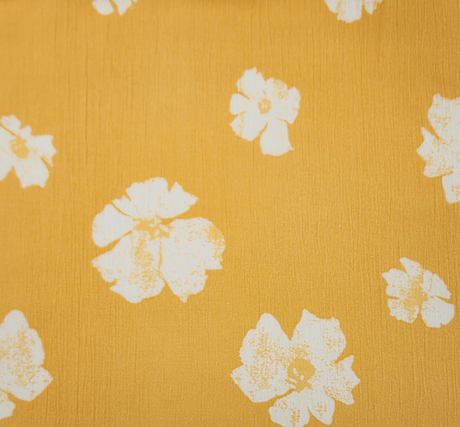 1 Yard Rayon Crinkle Mustard Gold Woven Fabric Lightweight 50/52″ Wide 100% Rayon