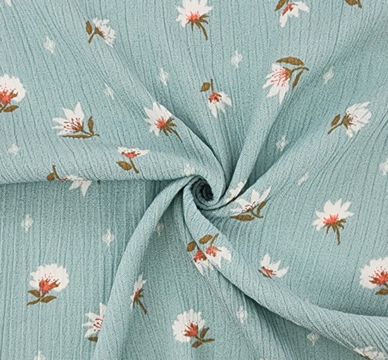 1 Yard Rayon Crinkle Seafoam 50/52” Lightweight Textured Fabric