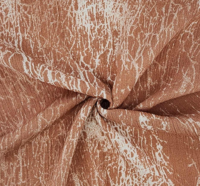 Rayon Crinkle 1D1195 Rayon Fabric - Brown/Ivory Crinkle Texture, 50/52" Width