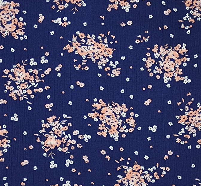 Rayon Crinkle 1D1269 Rayon Fabric - Navy, Crinkle Texture, 50/52" Width