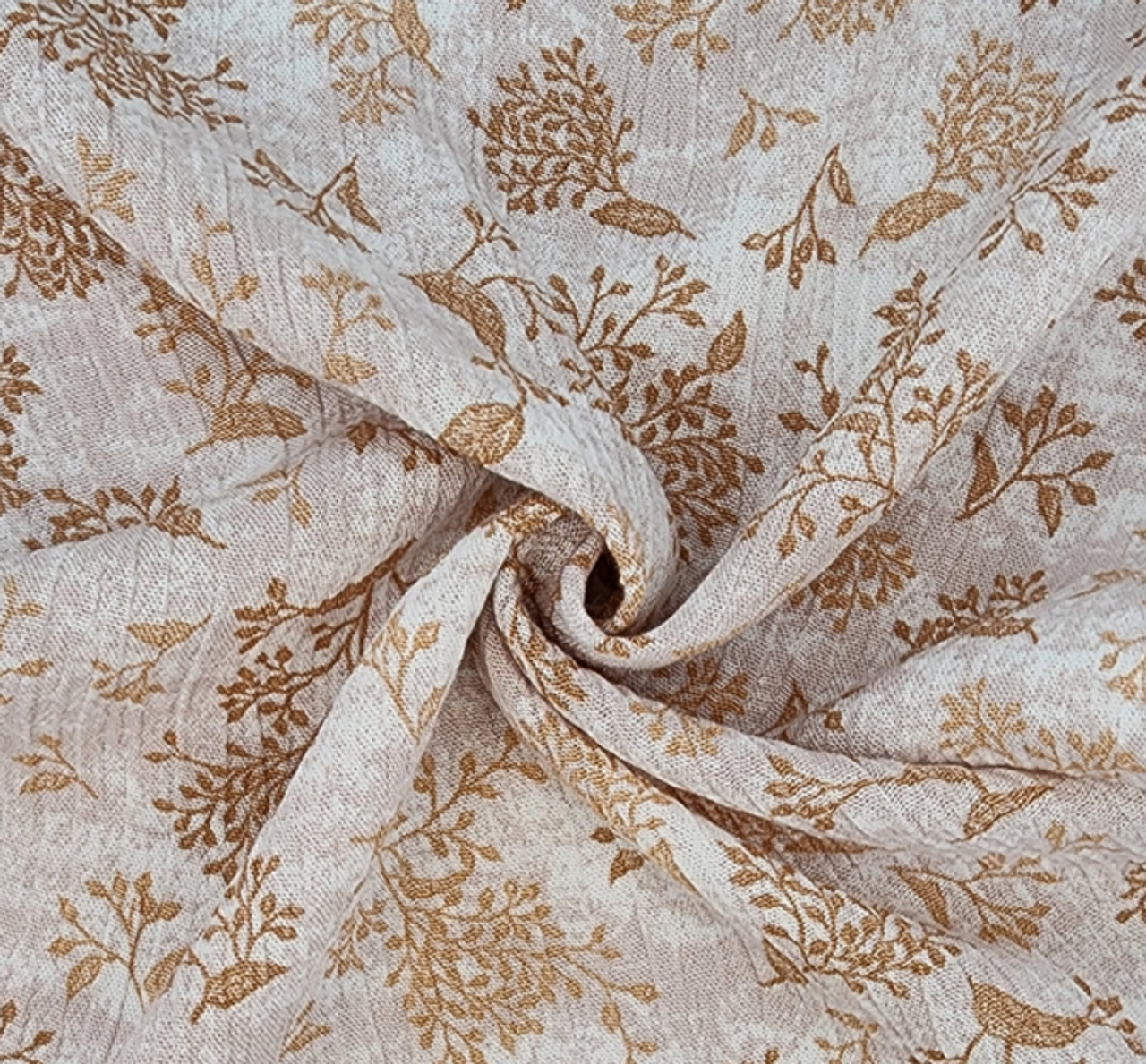 1 Yard 50/52" Taupe 100% Rayon Crinkle Fabric Lightweight 125 GSM Textured Crepon