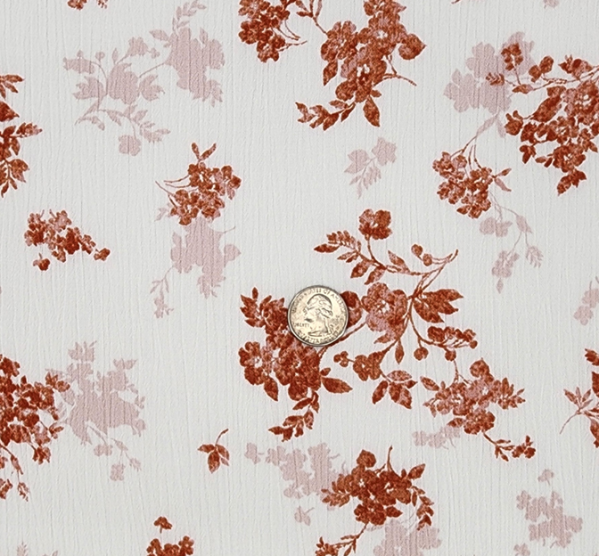 Rayon Crinkle 1D1529 100 Percent Rayon Fabric - Ivory/Orange Crinkle Texture, 50/52" Width