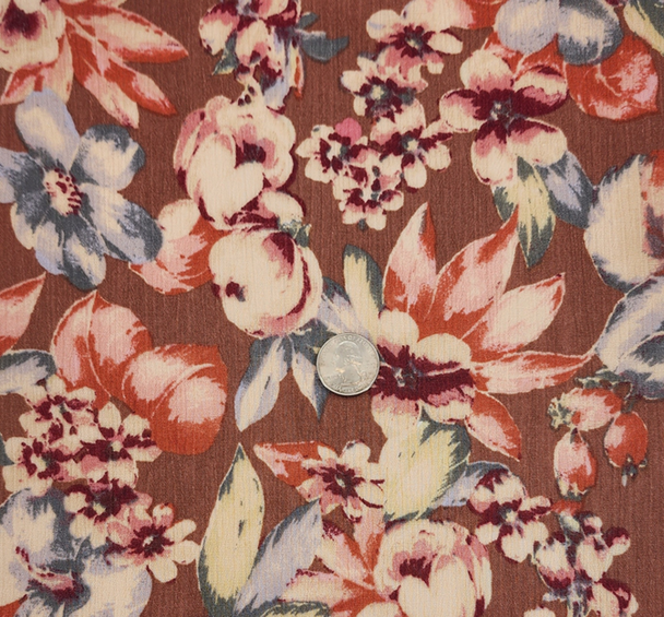 1 Yard Clay Mauve Rayon Crepon Crinkle Fabric Rayon Apparel Lightweight Drapey 50/52 Inch Width