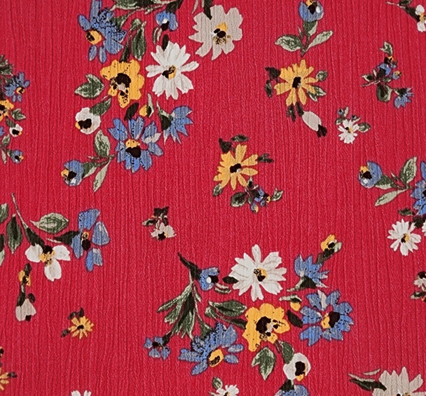 1 Yard Textured Teaberry Rayon Crinkle Fabric Rayon Crepon Apparel 50/52 Inch Width