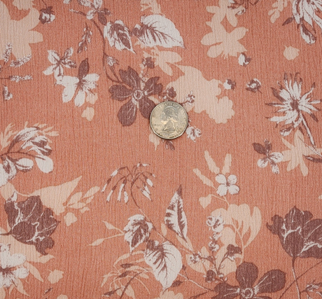 1 Yard Coral Pink Rayon Crinkle Fabric, 50/52" Wide, Lightweight Apparel Material