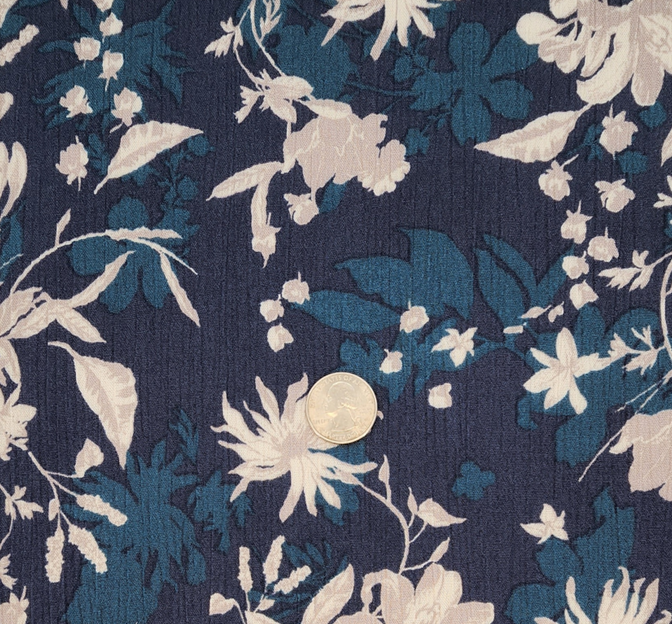 Rayon Crinkle 1D1657 100 Percent Rayon Fabric - Navy Blue, Crinkled Texture, 50/52" Width