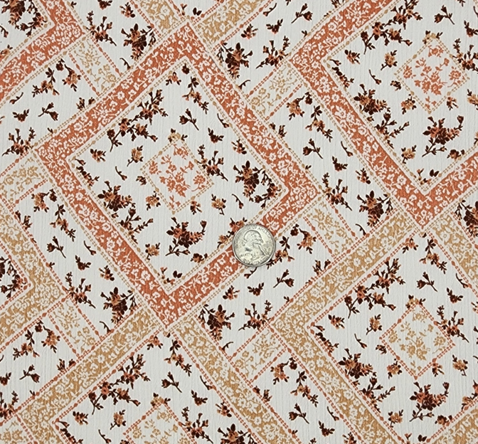 Rayon Crinkle 1D1659 100 Percent Rayon Fabric - Ivory/Coral, Crinkle Texture, 50/52" Width