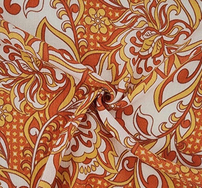 Rayon Crinkle 1D1675 Orange Rayon Fabric - Orange Crinkle Texture, 50/52" Width