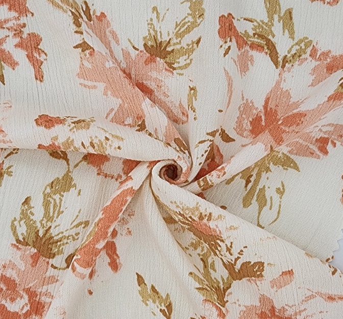 Rayon Crinkle 1D1809 100 Percent Rayon Fabric - Cream, Textured, 50/52" Width