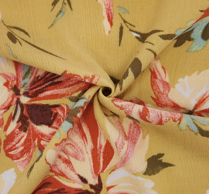 Rayon Crinkle 1D1812 Golden Yellow Rayon Fabric - Golden Yellow, Crinkle Texture, 50/52" Width