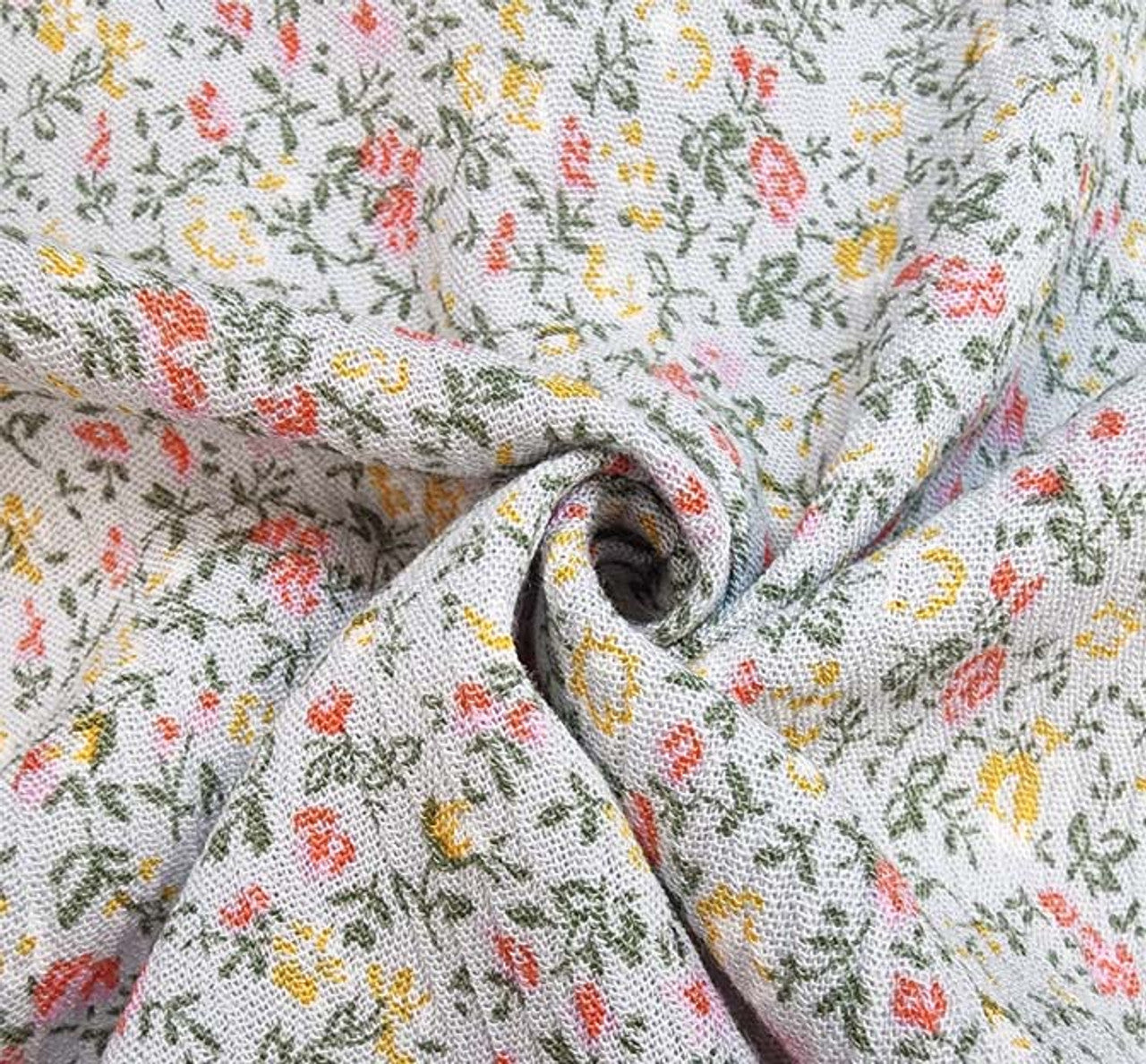 1 Yard Rayon Crinkle Gray Orange Woven Fabric, 50/52? Wide 100% Rayon