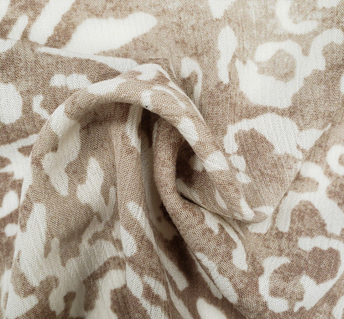 Rayon Crinkle 1D1239 100 Percent Rayon Fabric - Dark Taupe/Ivory, Crinkle Texture, 50/52" Width