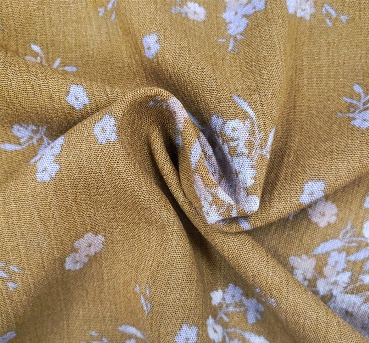 1 Yard Crinkle Woven Fabric in Mustard Gold 100 Percent Rayon Great for Summer Wear