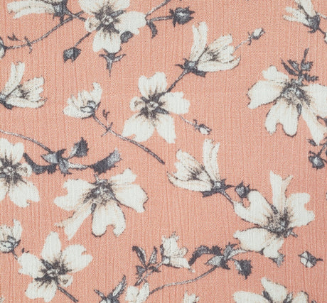 1 Yard Lightweight 50/52" Wide Crepon for Dresses & Skirts Coral Rayon Crinkle Fabric