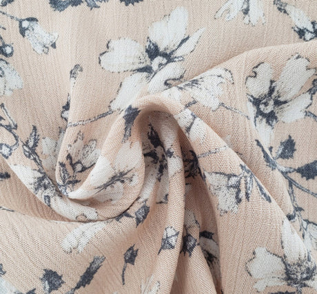 1 Yard Tan Rayon Wide 50/52" Lightweight Woven Crepon Apparel Fabric