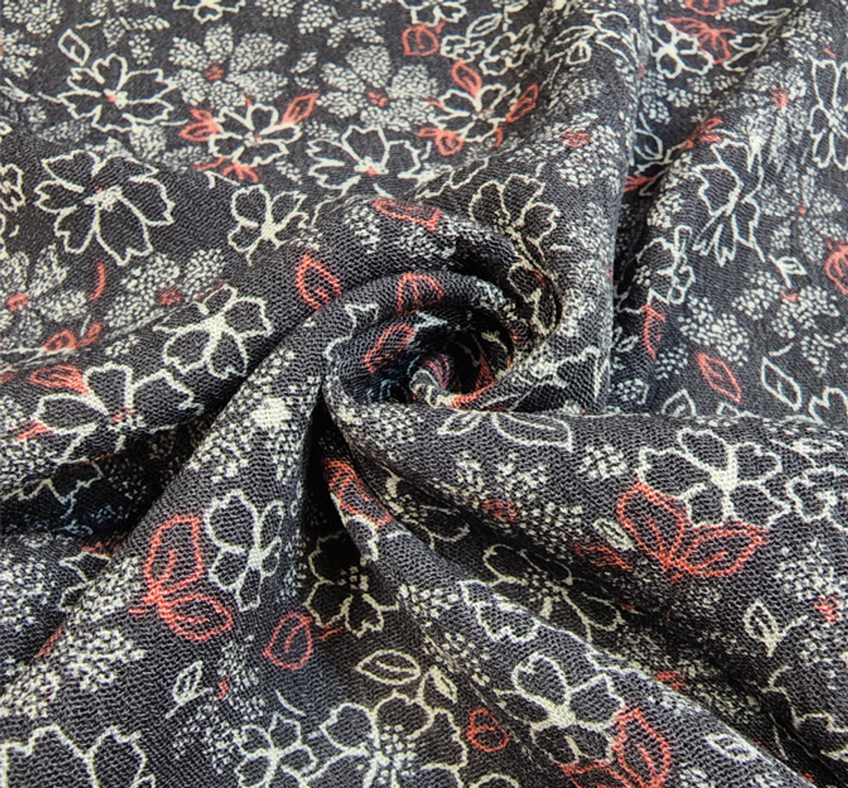 1 Yard Polar Night Rayon Crinkle Fabric 100% Rayon Lightweight Woven Crepon, 50/52" Wide