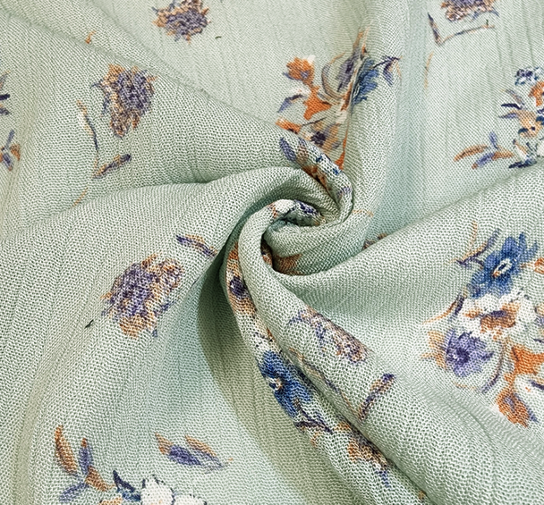 1 Yard Sky Blue Rayon Crinkle Fabric Lightweight Rayon 50/52 Inch Width