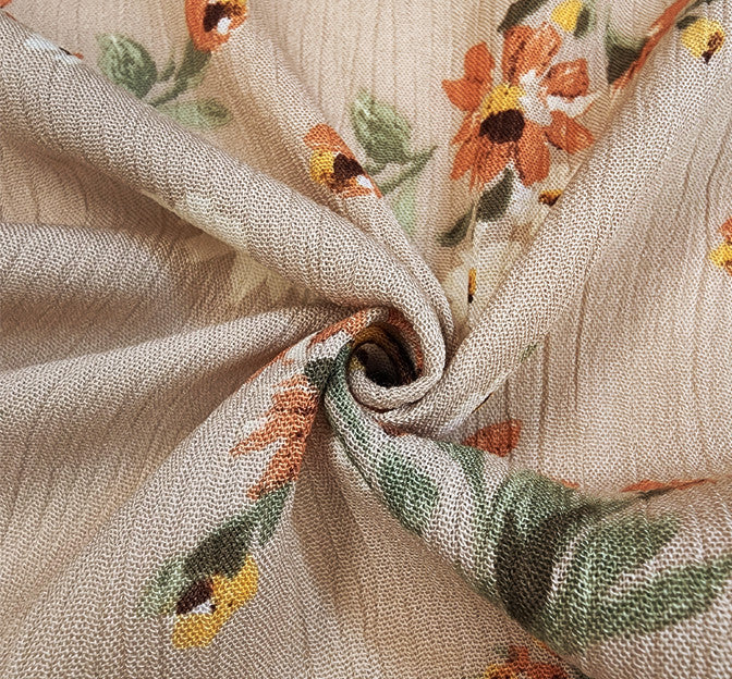 Rayon Crinkle 1D1583 Hazelnut Rayon Fabric - Hazelnut Crinkle Texture, 50/52" Width