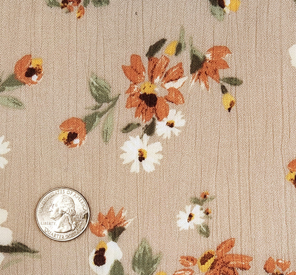 1 Yard Hazelnut Rayon Crinkle Fabric Lightweight Rayon Apparel 50/52 Inch Width