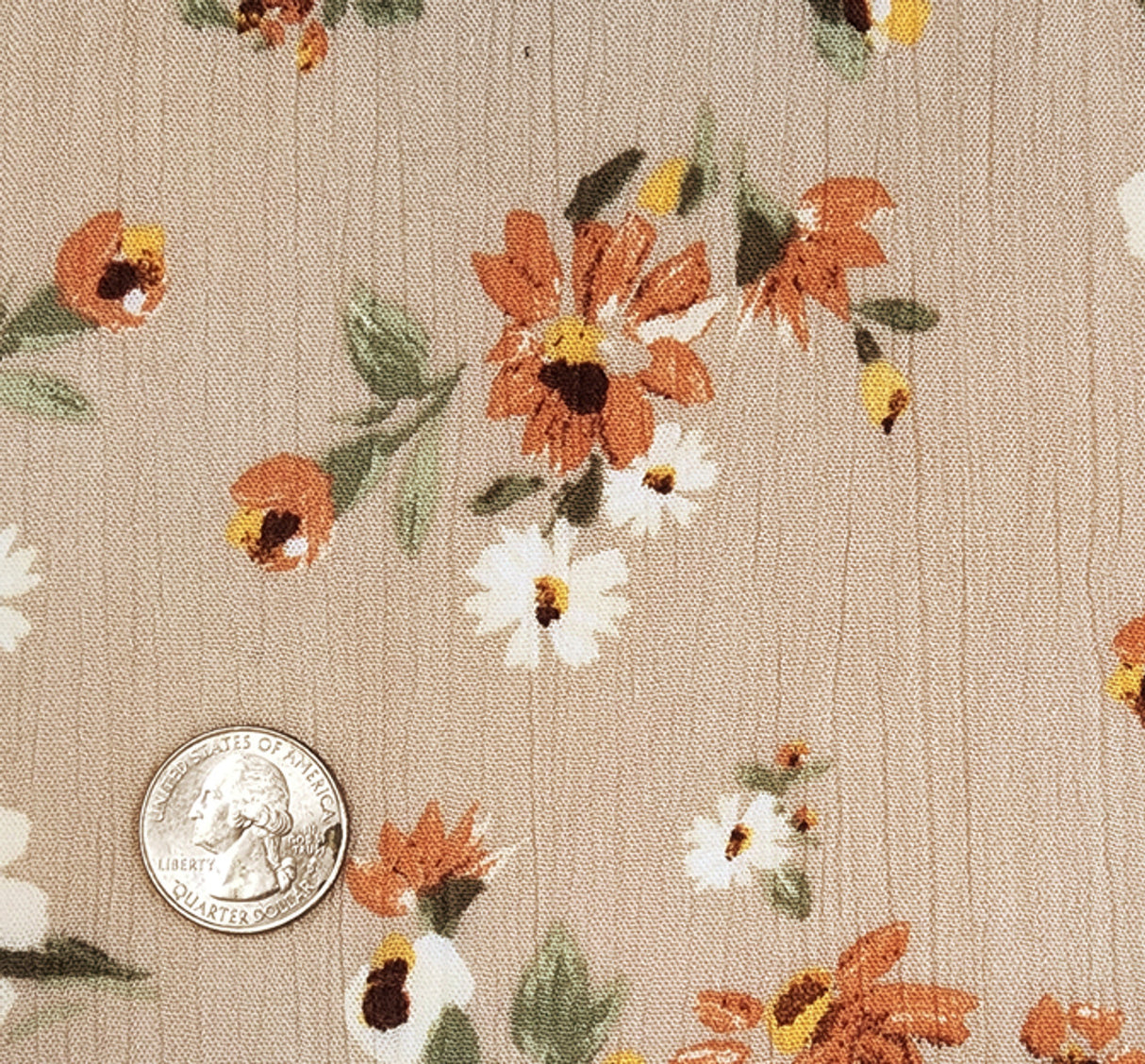 1 Yard Rayon Crinkle Crepon Apparel Fabric, Hazelnut, 50/52" Wide, Soft Draping Texture