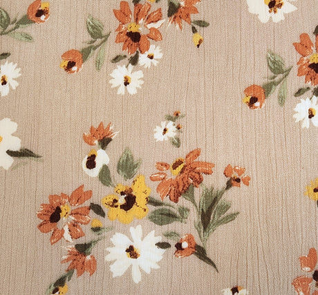 1 Yard Rayon Crinkle Crepon Apparel Fabric, Hazelnut, 50/52" Wide, Soft Draping Texture