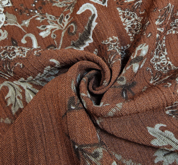 1 Yard Rust Orange Rayon Crinkle Crepon Fabric Rayon Apparel Textile 50/52 Inches Wide