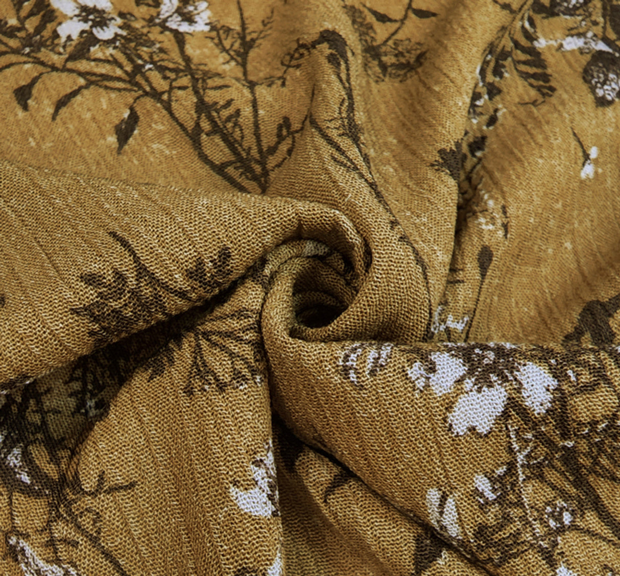 1 Yard Mustard Gold Rayon Crinkle Crepon Fabric, 50/52" Wide Apparel Material