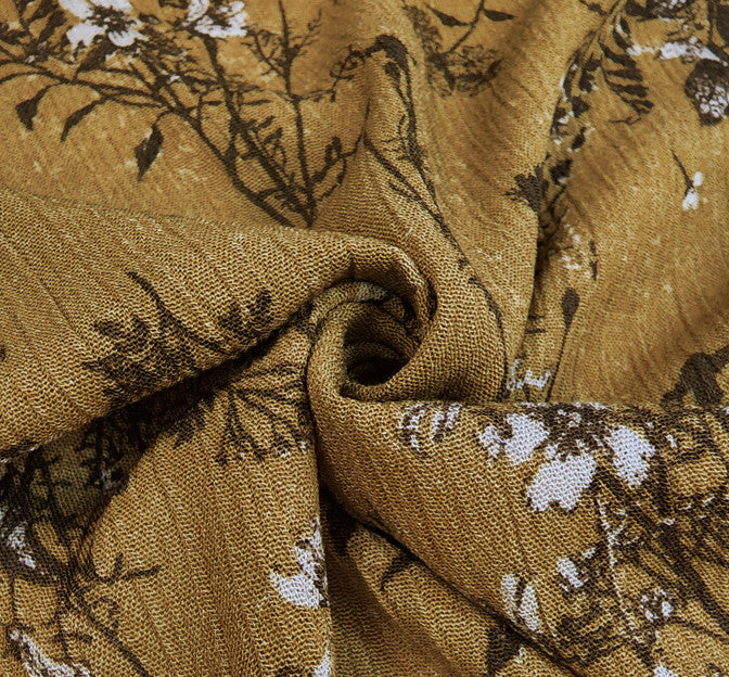 Rayon Crinkle 1D1589 100 Percent Rayon Fabric - Mustard Gold, Crinkle Texture, 50/52" Width