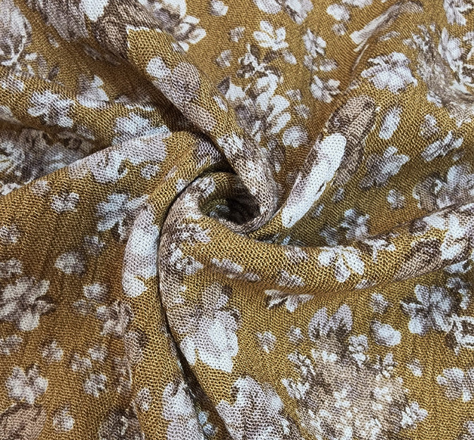 Rayon Crinkle 1D1590 100 Percent Rayon Fabric - Mustard Crinkle Texture, 50/52" Width
