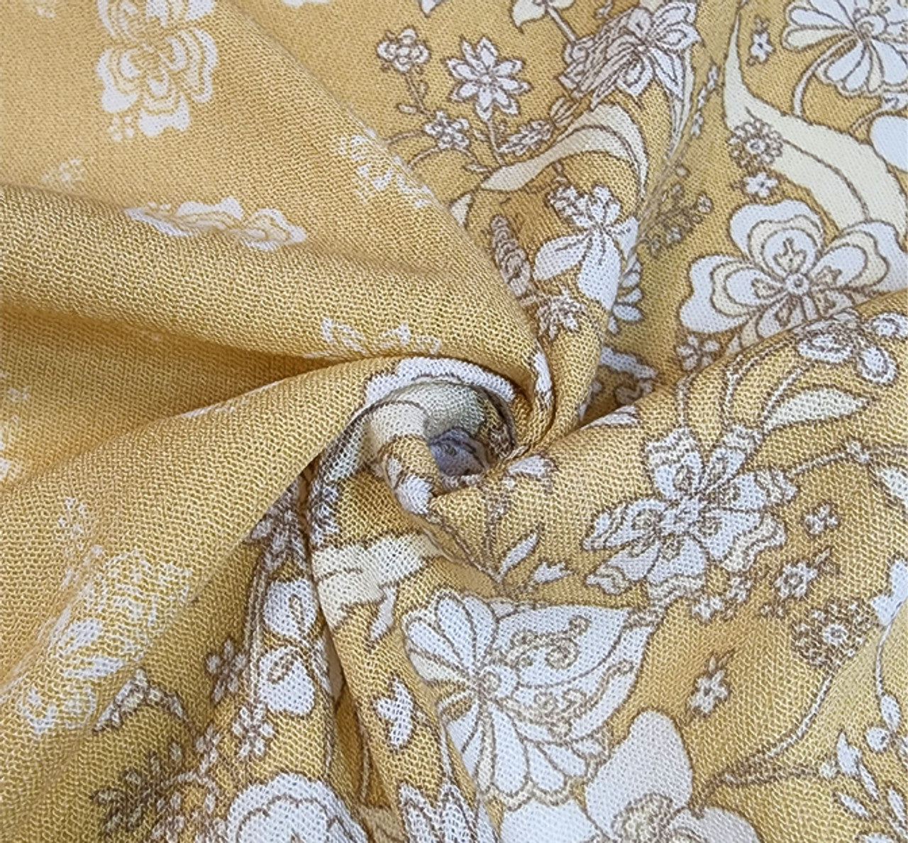 1 Yard Rayon Crinkle Crepon Fabric Mango, Lightweight Woven Apparel Material 50/52" Wide