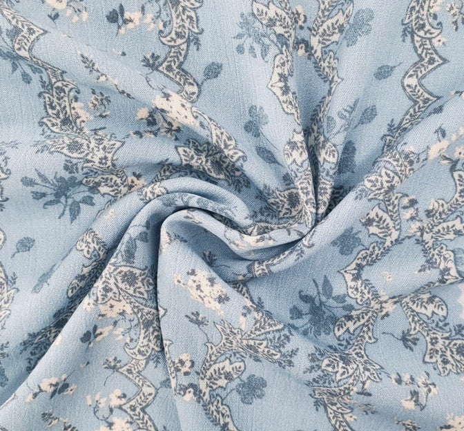 Rayon Crinkle 1D1717 100 Percent Rayon Fabric - Denim Blue Crinkle Texture, 50/52" Width