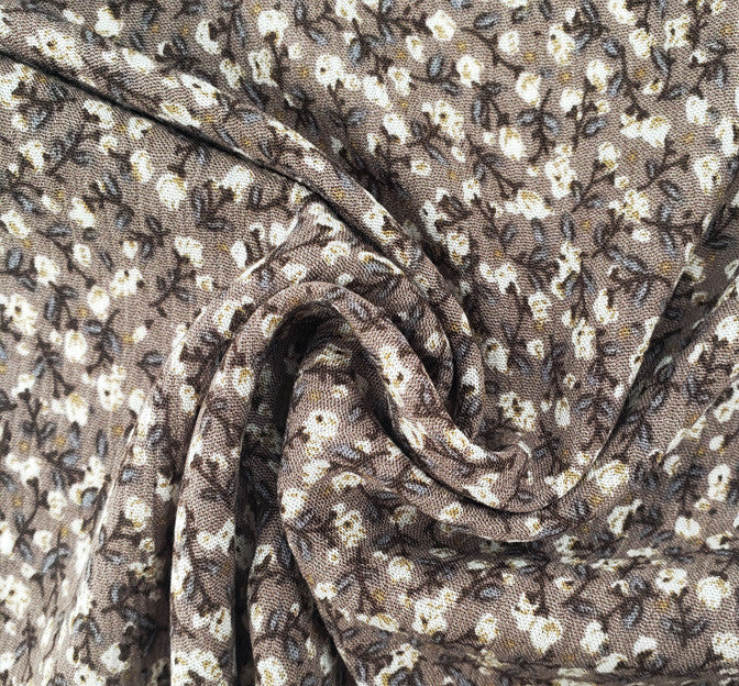 Rayon Crinkle 1D423 Mocha Rayon Fabric - Mocha Textured Crinkle, 50/52" Width