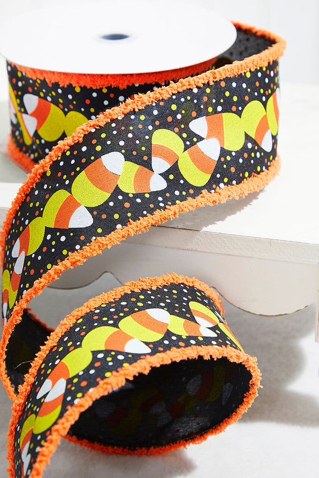 Candy Corn Ribbon 2.5 Inch Halloween Wired 10 Yard Craft